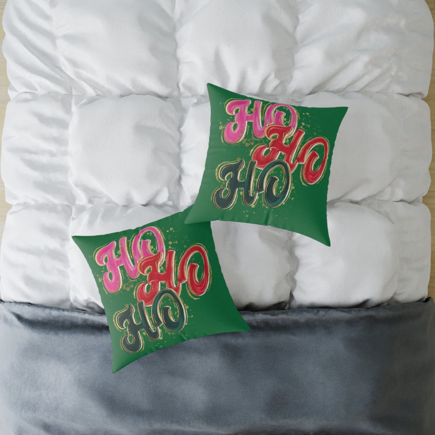 HO HO HO Green Throw Pillow