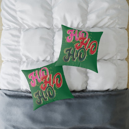 HO HO HO Green Throw Pillow