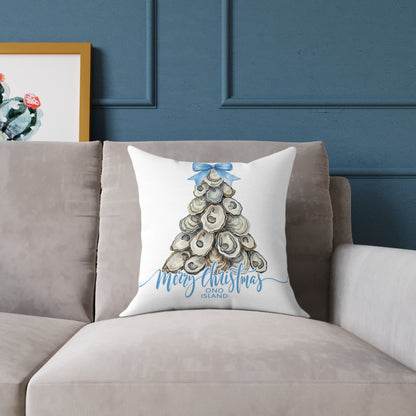 Ono Island Oyster Christmas Tree White Pillow