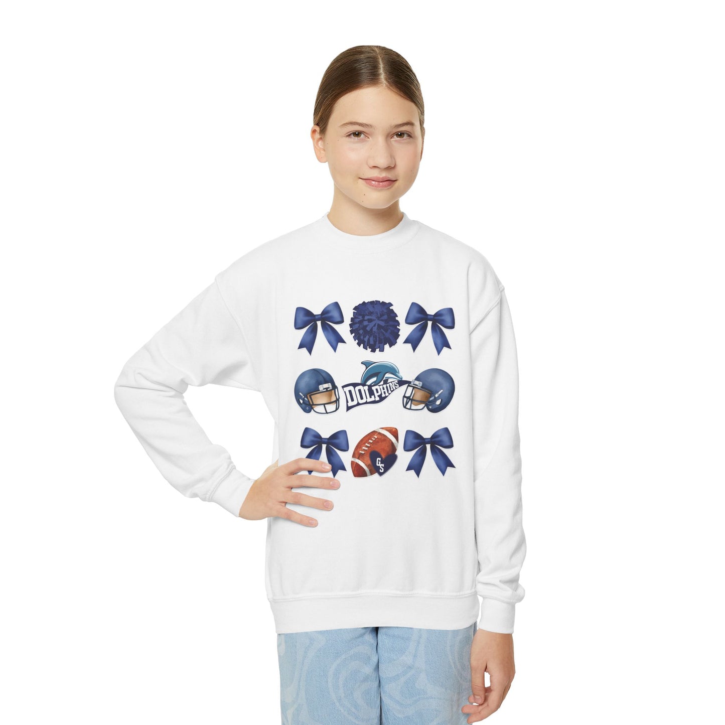 Coquette Bow Pennant Football Sweatshirt