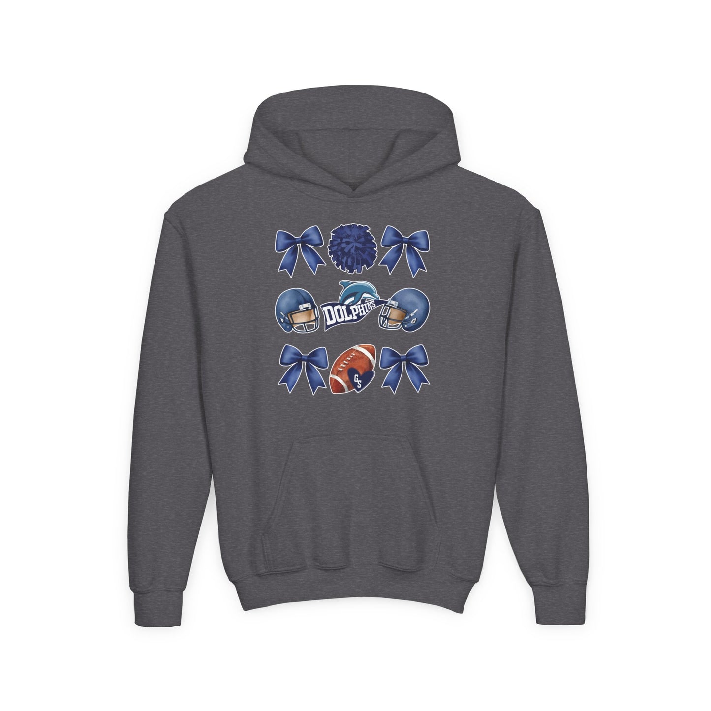 Youth Coquette Dolphins Pennant Bow Hoodie
