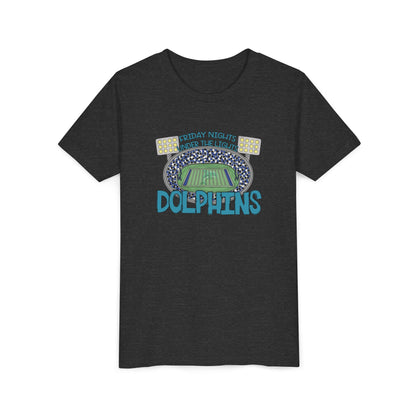 Dolphins Friday Nights Youth Tshirt - Bella Canvas