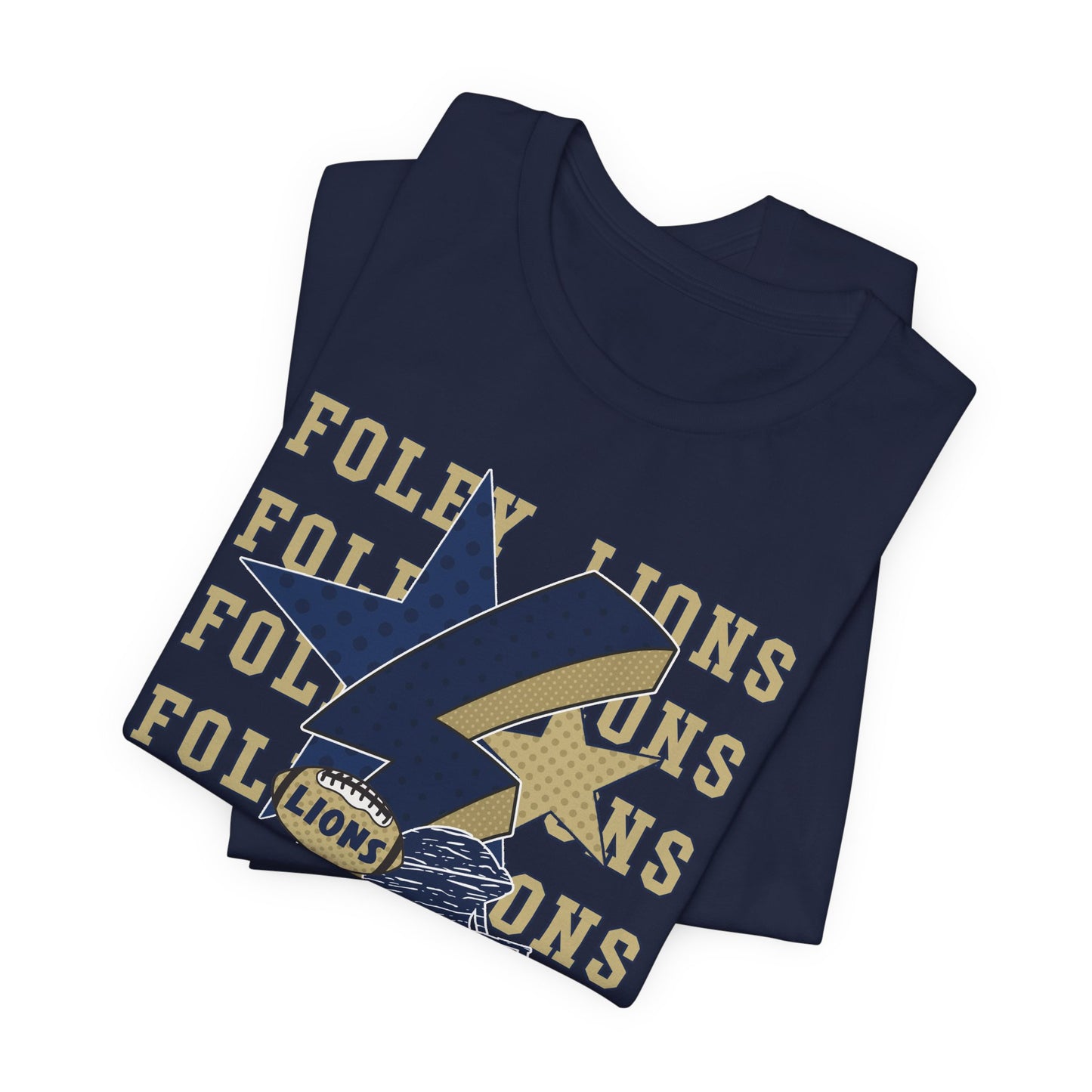 Lions Football, Stars, Lightning Graphic Tee - Bella Canvas