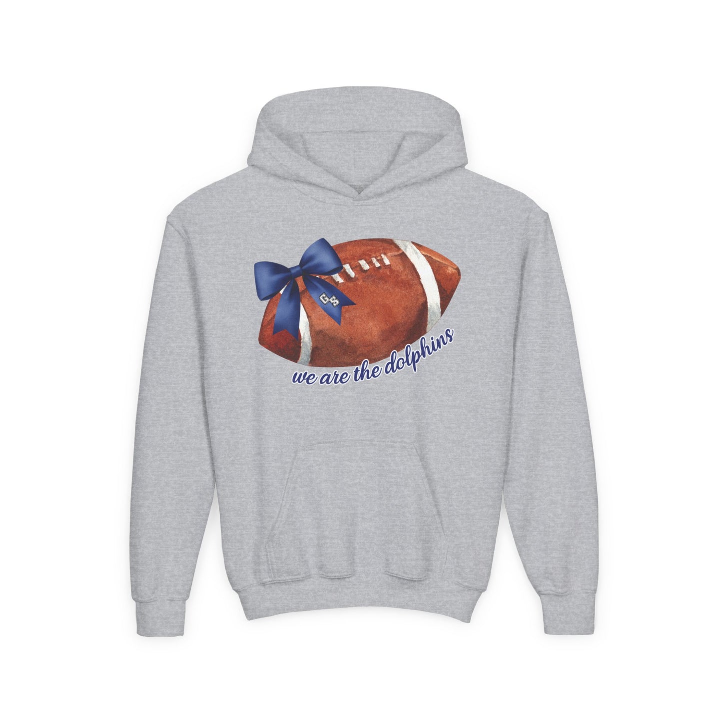 Youth Coquette GS Bow - 'We Are The Dolphins' Football Hoodie