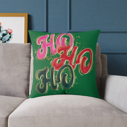HO HO HO Green Throw Pillow