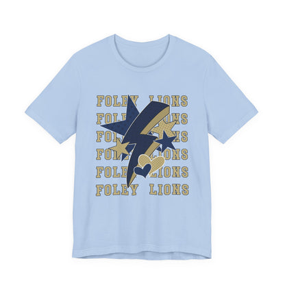 Foley Lions Hearts, Stars, Lightning Tee - Bella Canvas