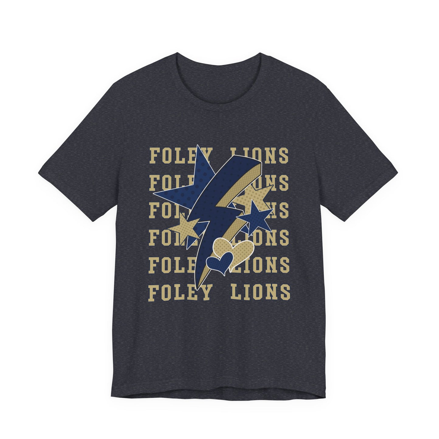 Foley Lions Hearts, Stars, Lightning Tee - Bella Canvas