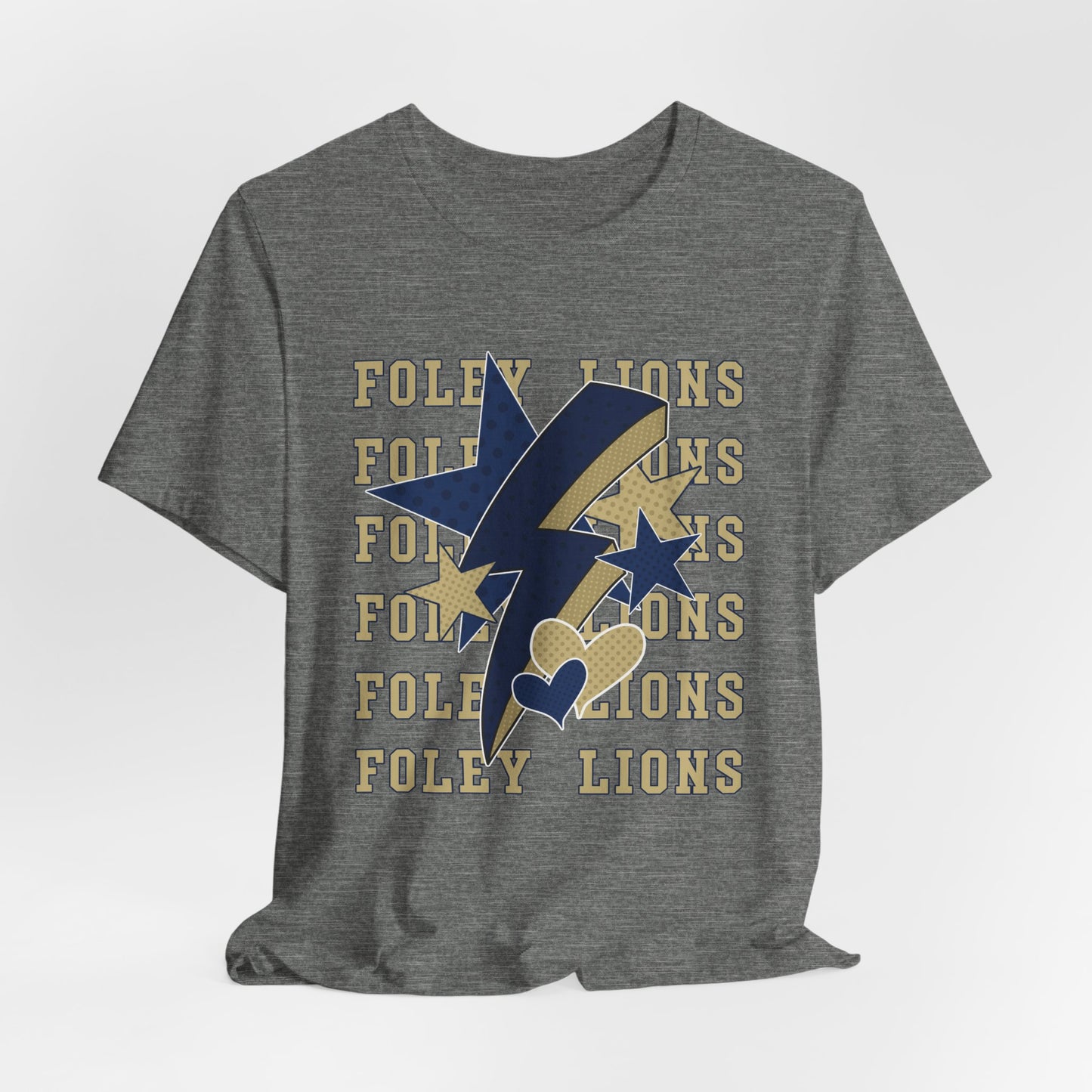 Foley Lions Hearts, Stars, Lightning Tee - Bella Canvas