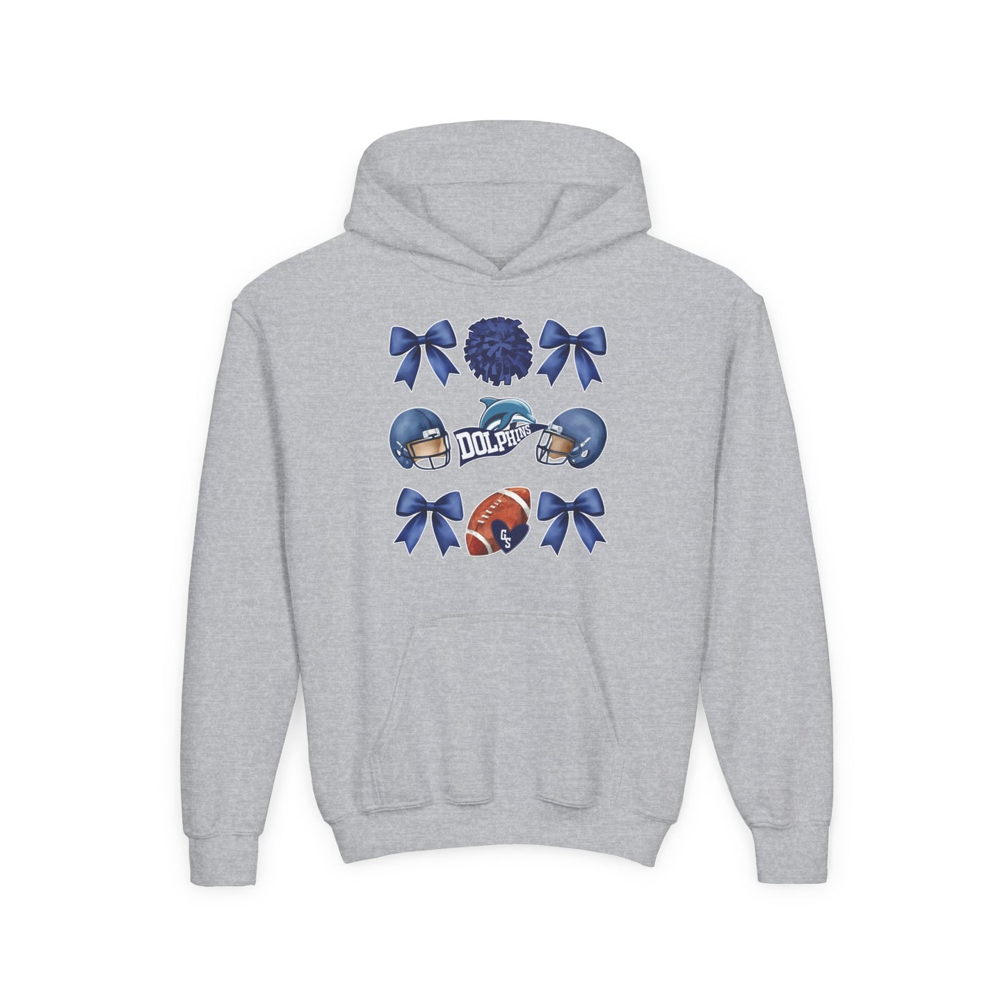 Youth Dolphins Coquette Football Hoodie