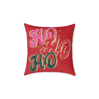 HO HO HO Red Christmas Pillow