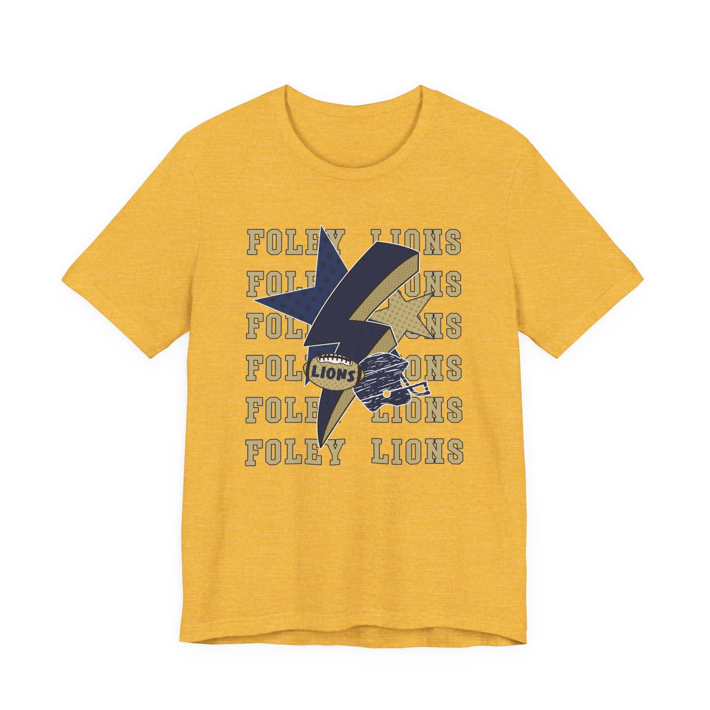 Lions Football, Stars, Lightning Graphic Tee - Bella Canvas