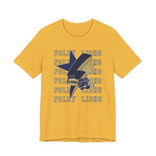 Lions Football, Stars, Lightning Graphic Tee - Bella Canvas