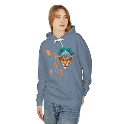Adult Life of a Lion Faux Glitter Hoodie - Comfort Colors