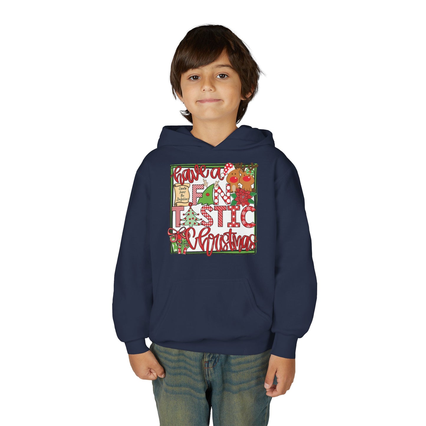 Dolphins Fintastic Christmas Hoodie - Gildan