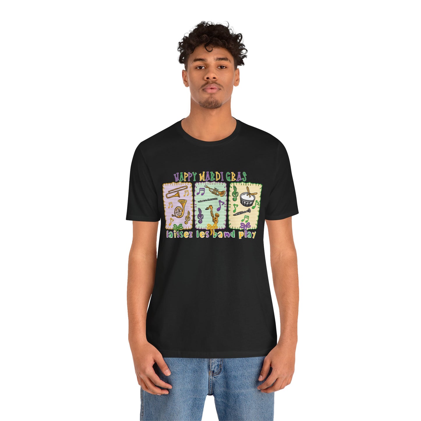 Mardi Gras T-Shirt — "Happy Mardi Gras" Carnival Mask & Beads Celebration Tee