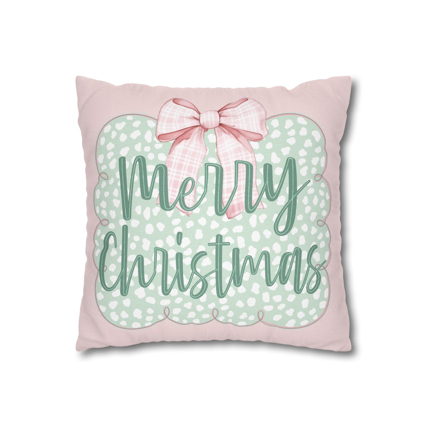 Merry Christmas Pink & Green Pillowcase