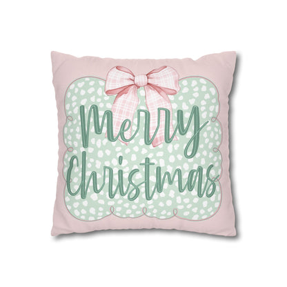 Merry Christmas Pink & Green Pillowcase