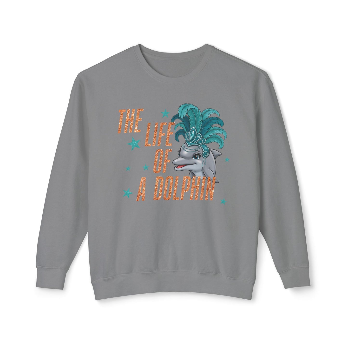 Adult Life of a Dolphin Faux Glitter Sweatshirt - Comfort Colors