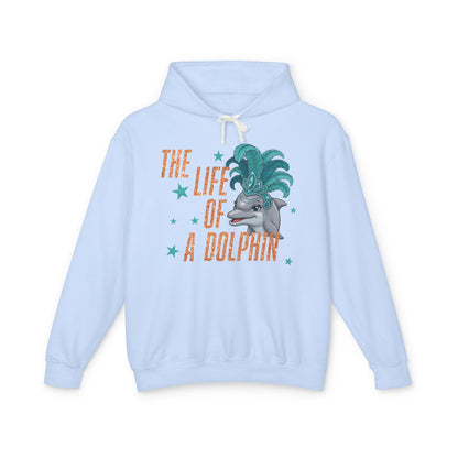 Adult Life of a Dolphin Faux Glitter Hoodie - Comfort Colors