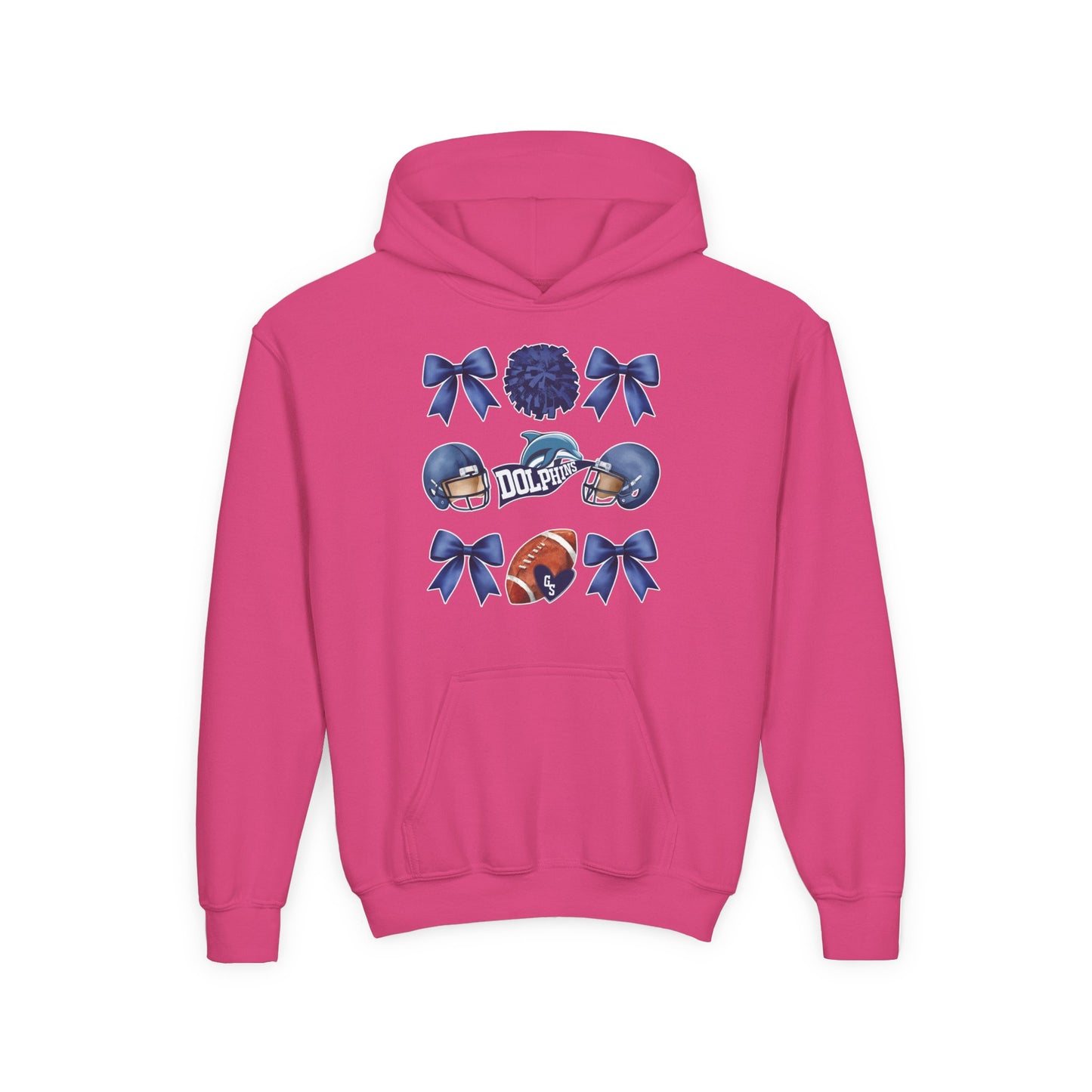 Youth Dolphins Coquette Football Hoodie