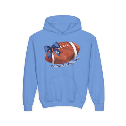 Youth Coquette GS Bow - 'We Are The Dolphins' Football Hoodie