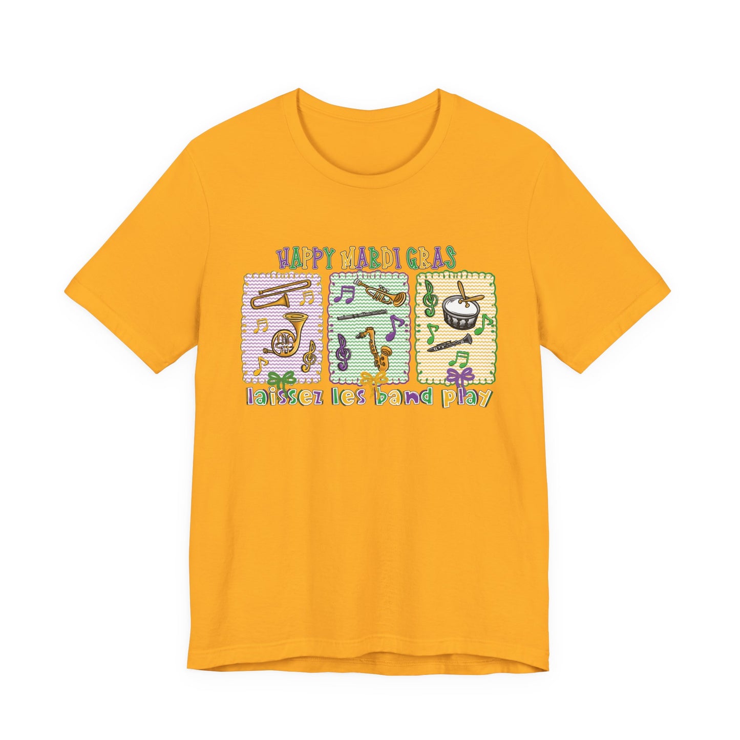 Mardi Gras T-Shirt — "Happy Mardi Gras" Carnival Mask & Beads Celebration Tee