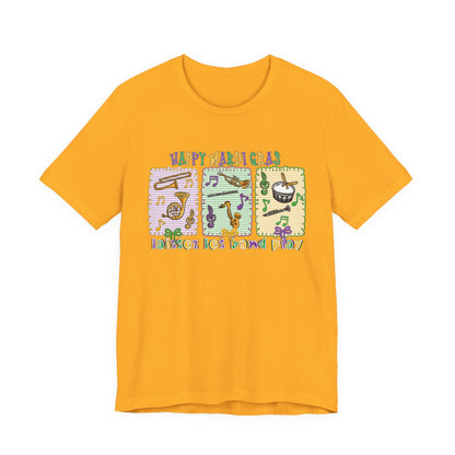 Mardi Gras T-Shirt — "Happy Mardi Gras" Carnival Mask & Beads Celebration Tee