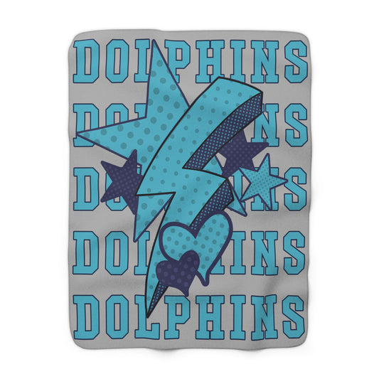 Dolphins Lightning Sherpa Fleece Blanket