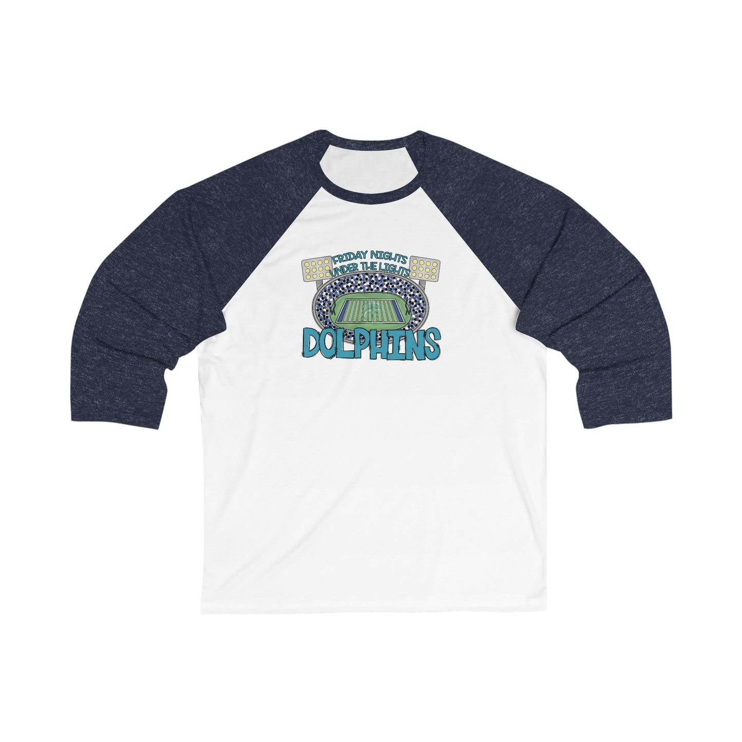 Adult Friday Night Lights Dolphins Unisex Baseball Tee - Bella Canvas