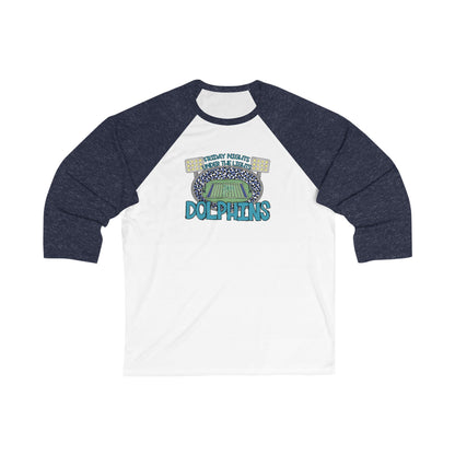 Adult Friday Night Lights Dolphins Unisex Baseball Tee - Bella Canvas