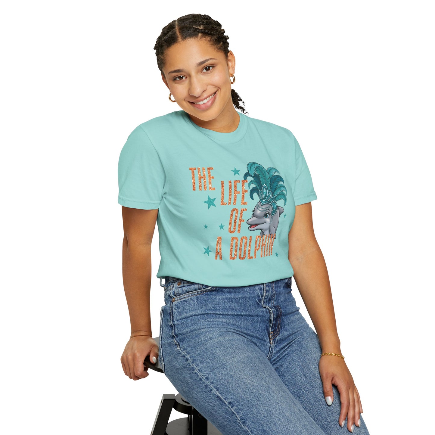 Adult Life of a Dolphin Faux Glitter - Comfort Colors