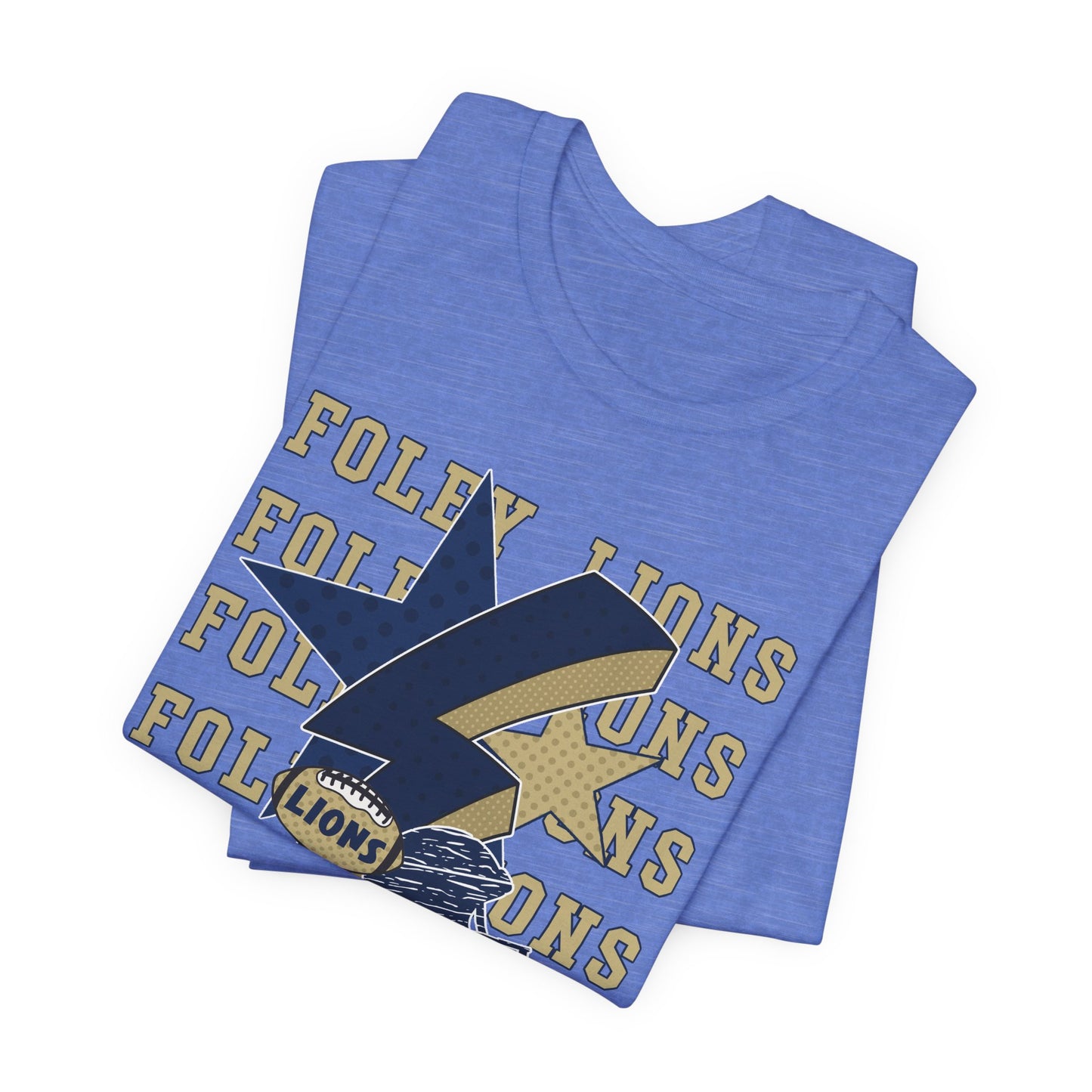 Lions Football, Stars, Lightning Graphic Tee - Bella Canvas