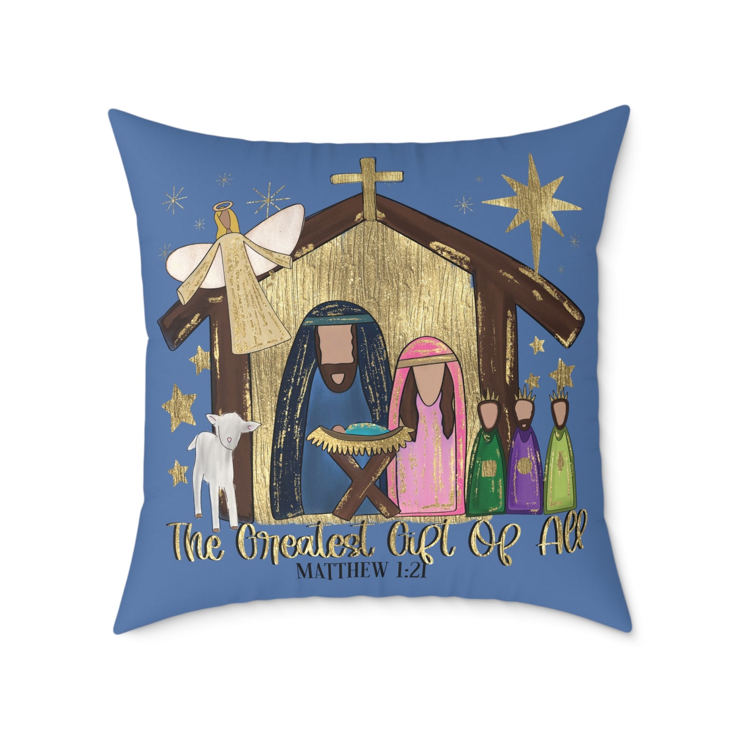 Nativity "The Greatest Gift of All" Decorative Pillow