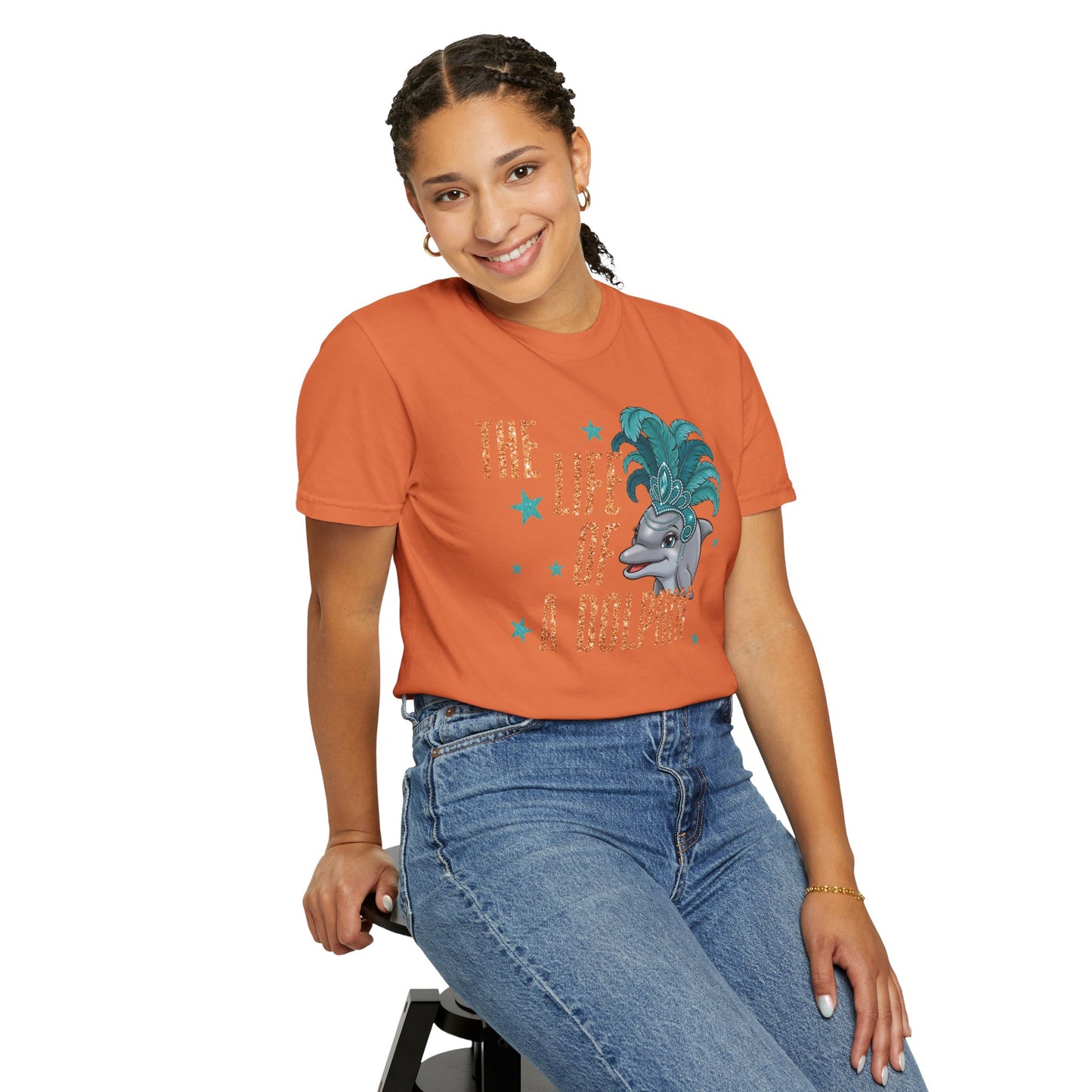 Adult Life of a Dolphin Faux Glitter - Comfort Colors