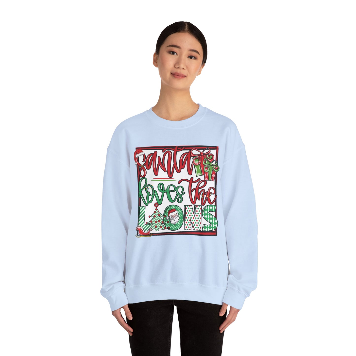Santa Loves the Lions Sweatshirt - Gildan