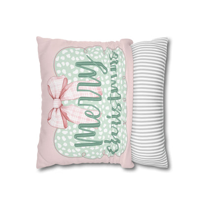 Merry Christmas Pink & Green Pillowcase