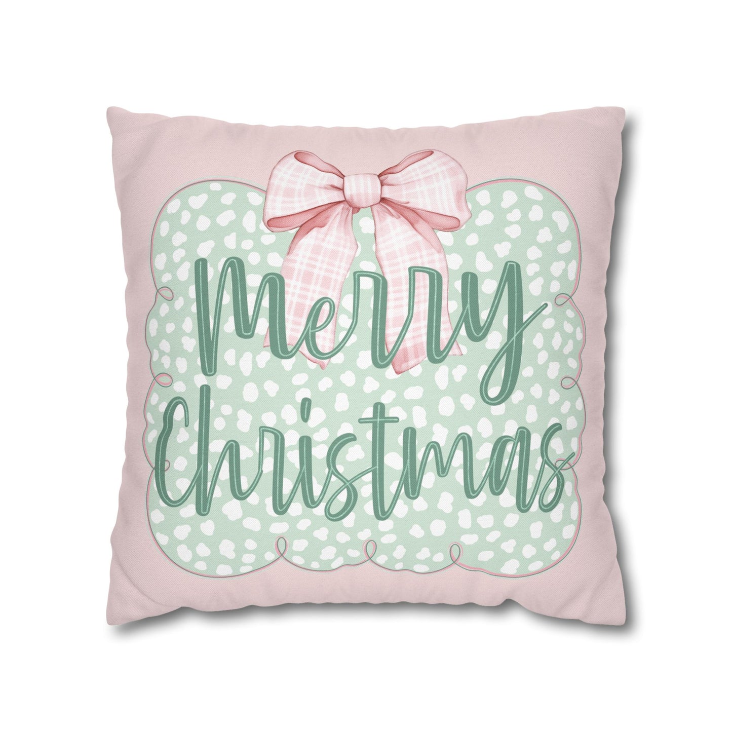 Merry Christmas Pink & Green Pillowcase