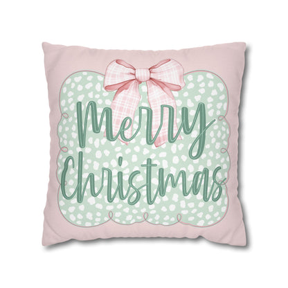 Merry Christmas Pink & Green Pillowcase