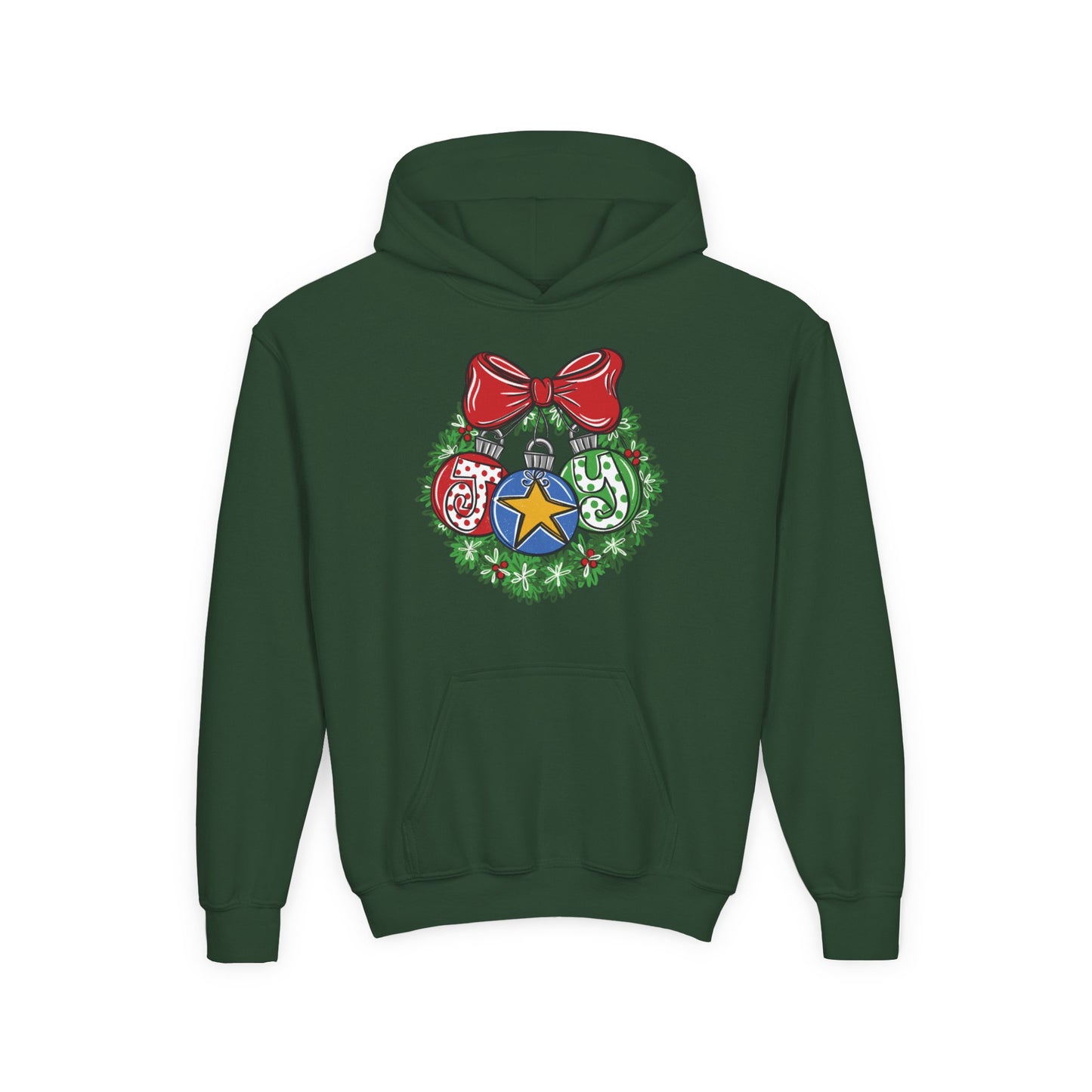 Joy Wreath Youth Hoodie - Gildan