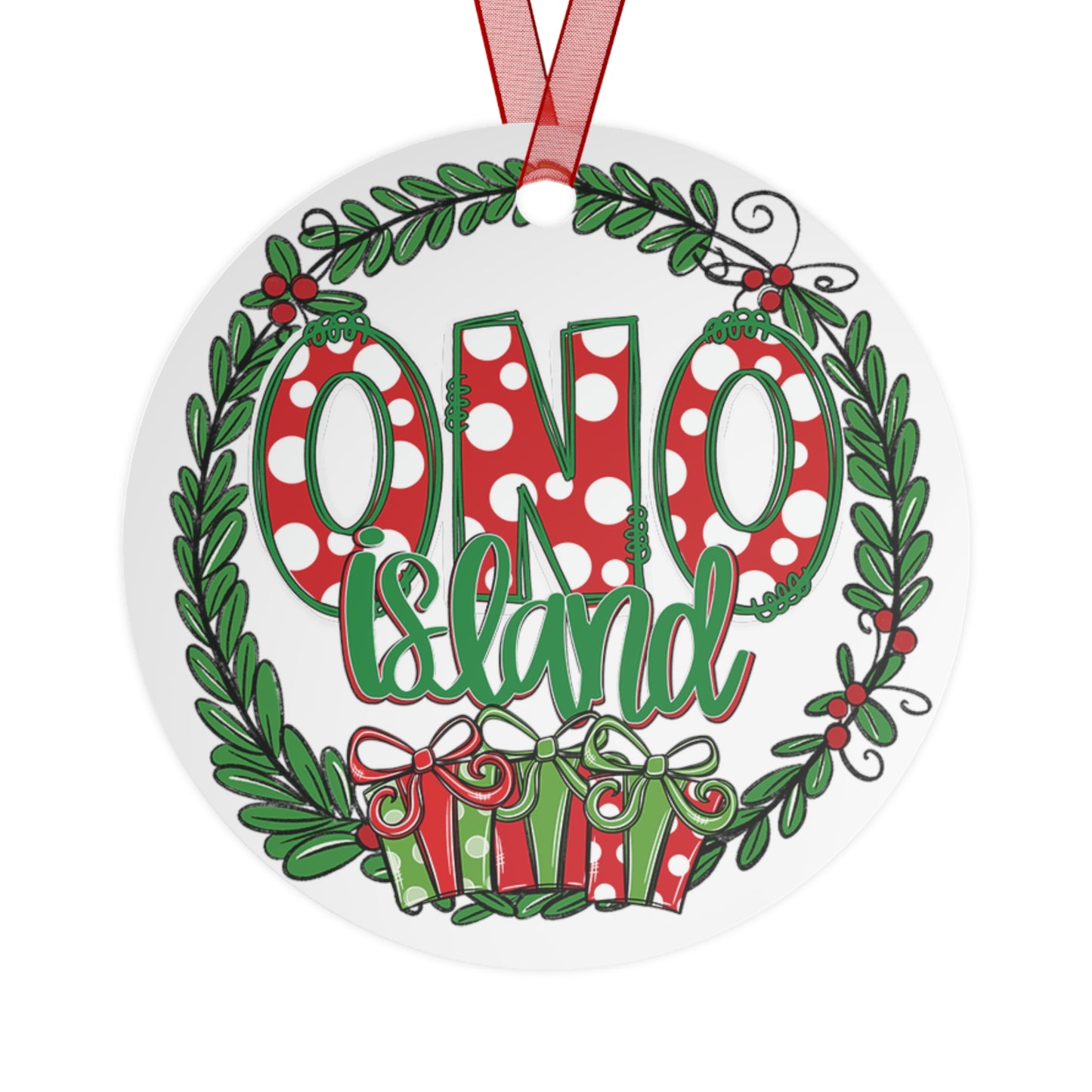 Ono Island Wreath Metal Ornament