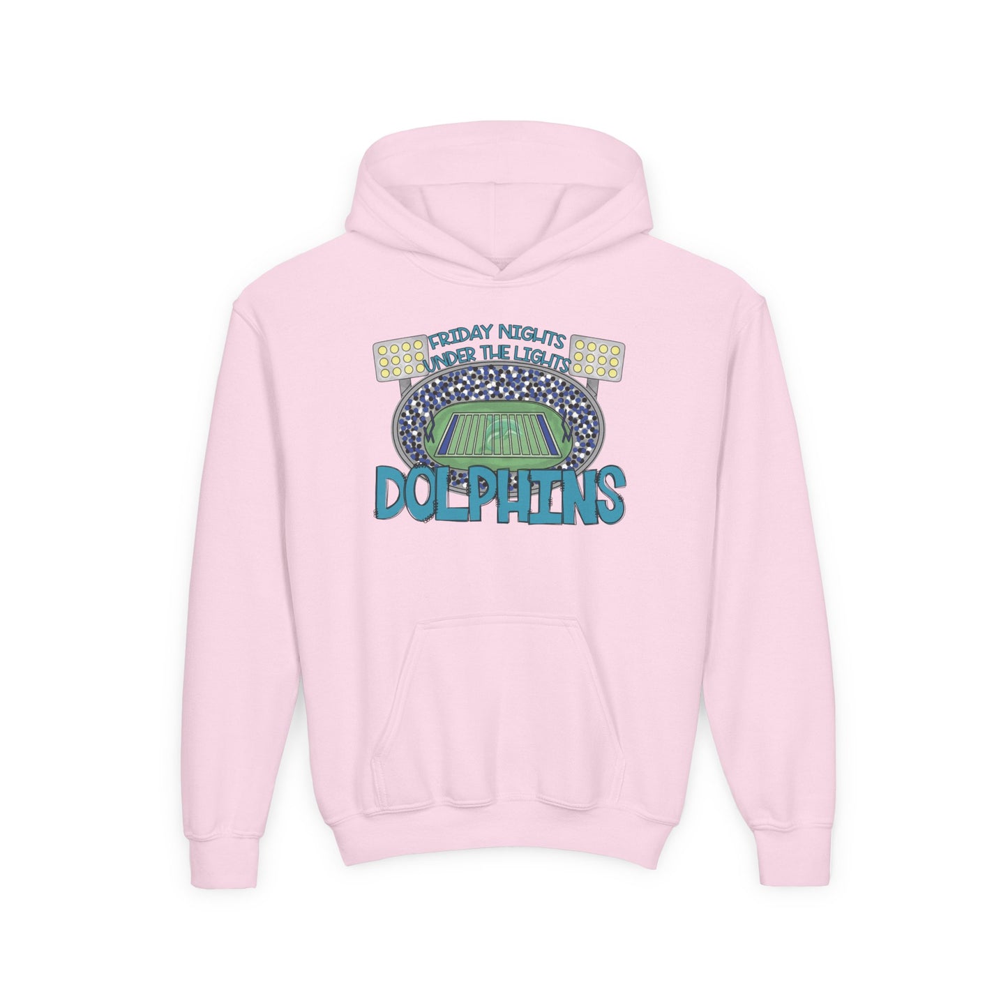 Dolphins Friday Night Lights Youth Hooded Sweatshirt - Gildan
