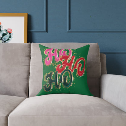 HO HO HO Green Throw Pillow
