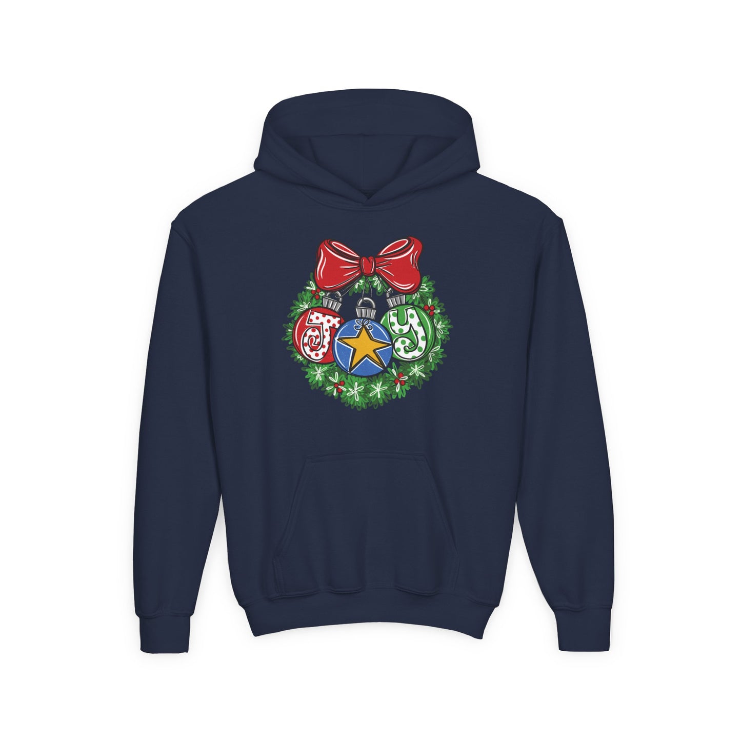 Joy Wreath Youth Hoodie - Gildan