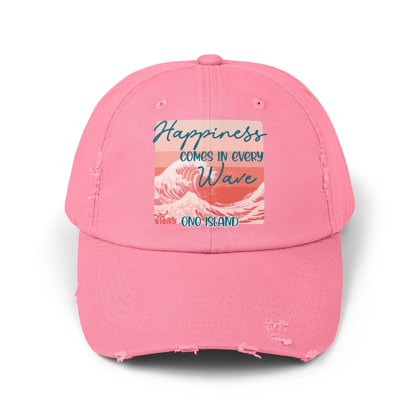 Happiness Comes in Every Wave Ono Distressed Cap
