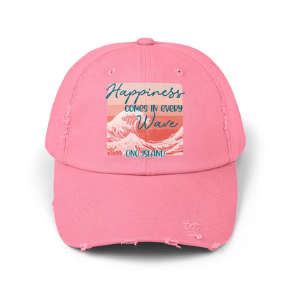 Happiness Comes in Every Wave Ono Distressed Cap
