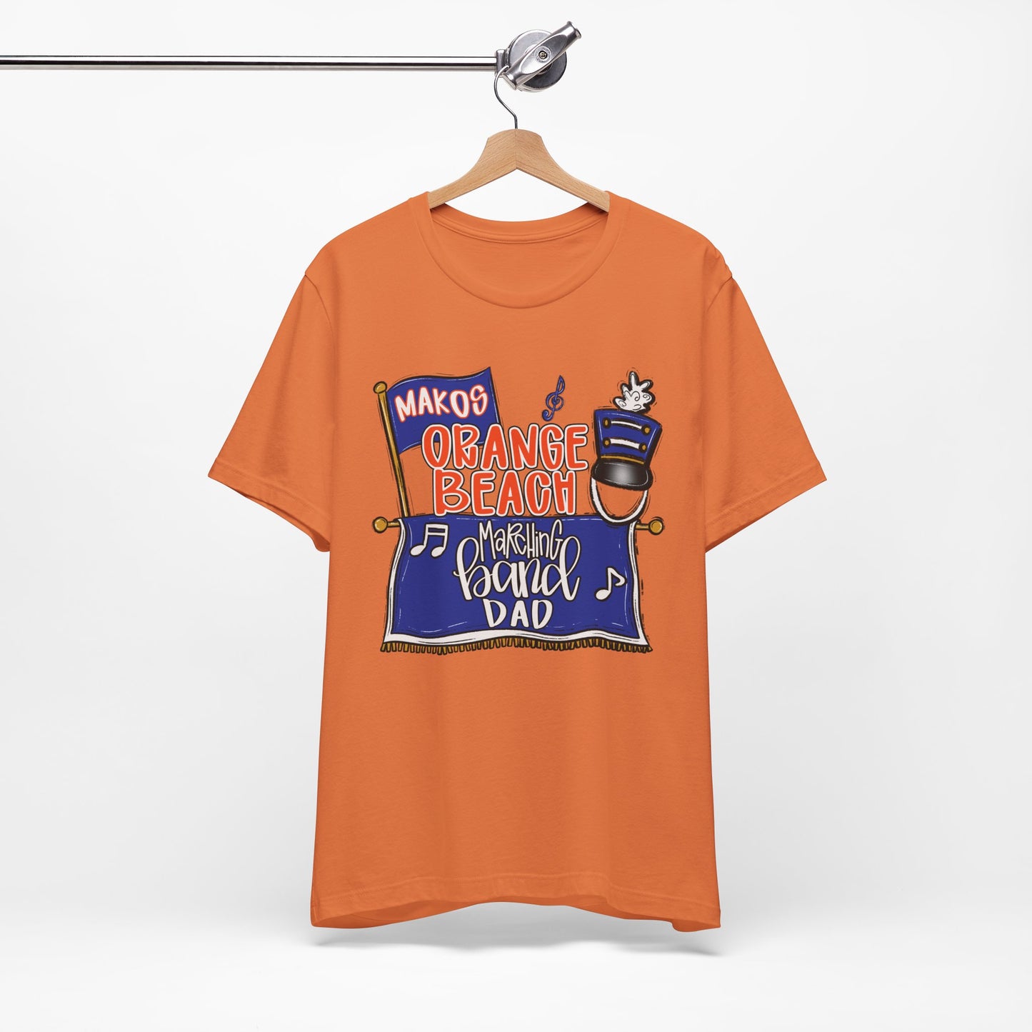 Adult Orange Beach Dad Band Tee - Bella Canvas
