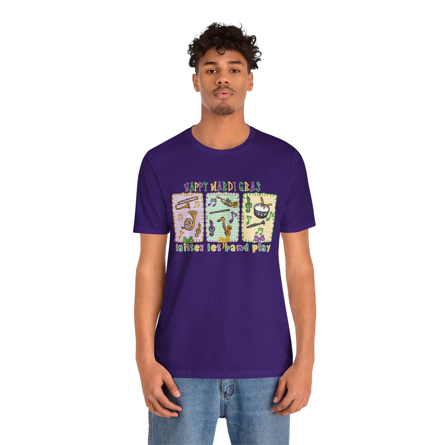 Mardi Gras T-Shirt — "Happy Mardi Gras" Carnival Mask & Beads Celebration Tee