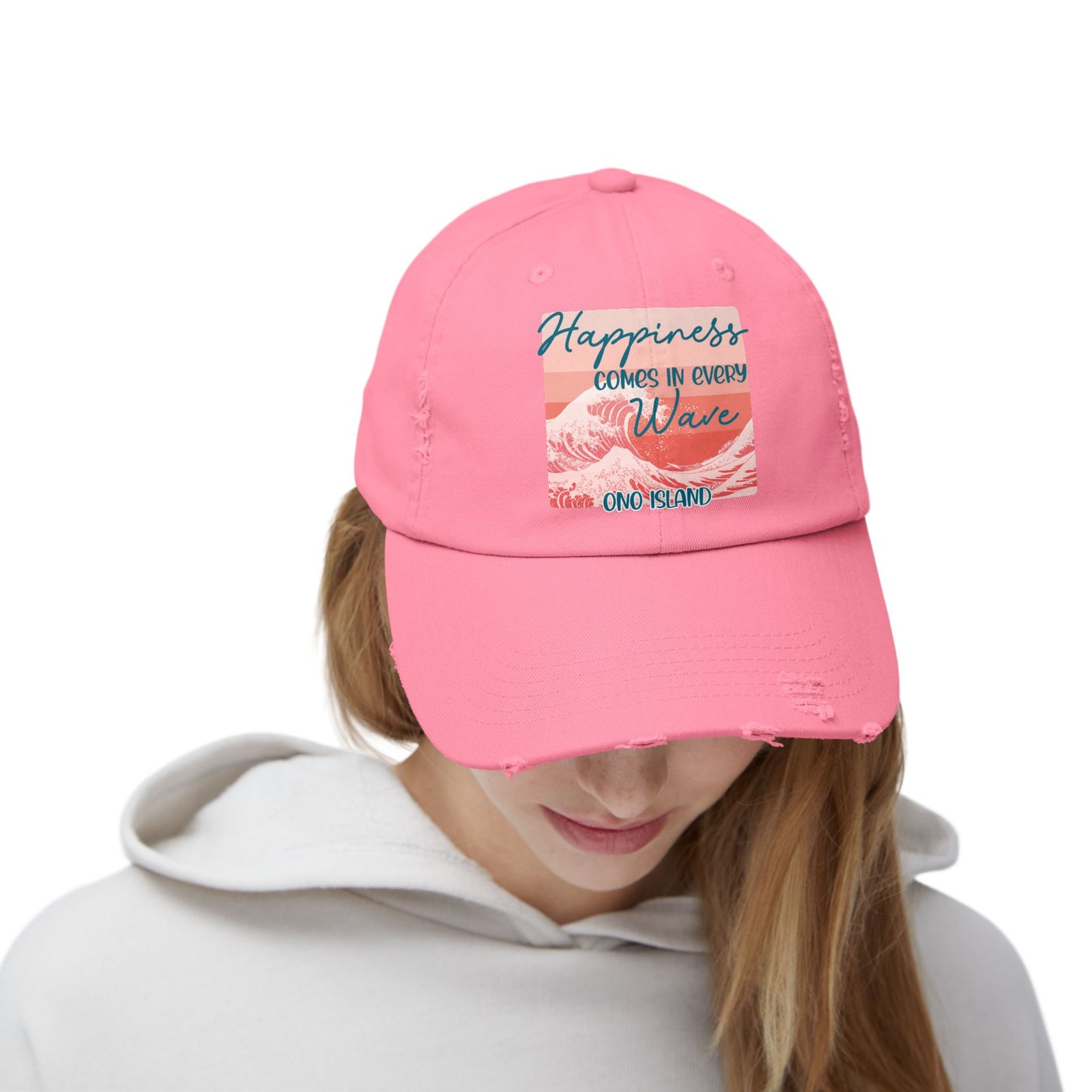 Happiness Comes in Every Wave Ono Distressed Cap