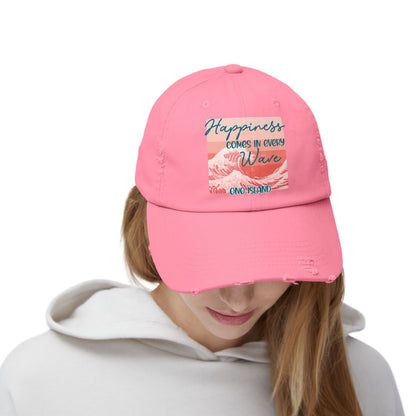 Happiness Comes in Every Wave Ono Distressed Cap