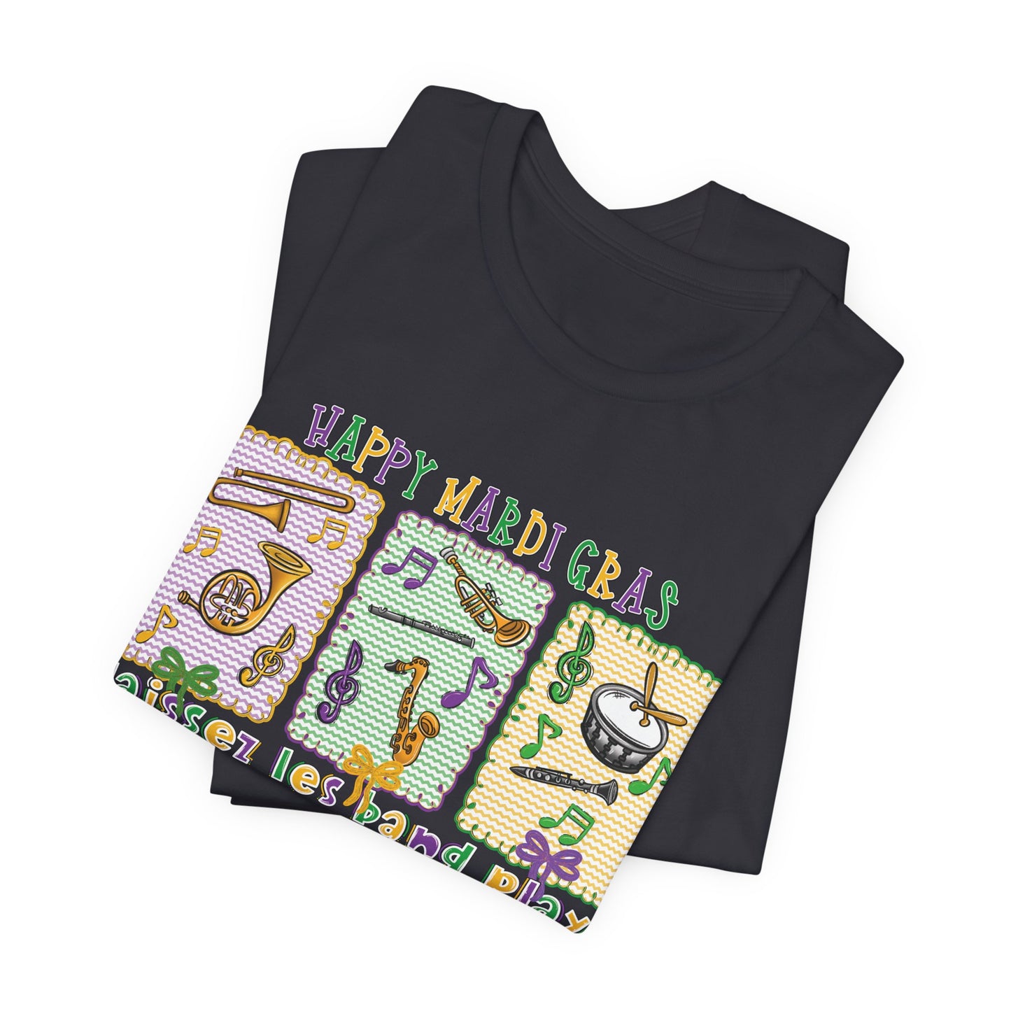 Mardi Gras T-Shirt — "Happy Mardi Gras" Carnival Mask & Beads Celebration Tee